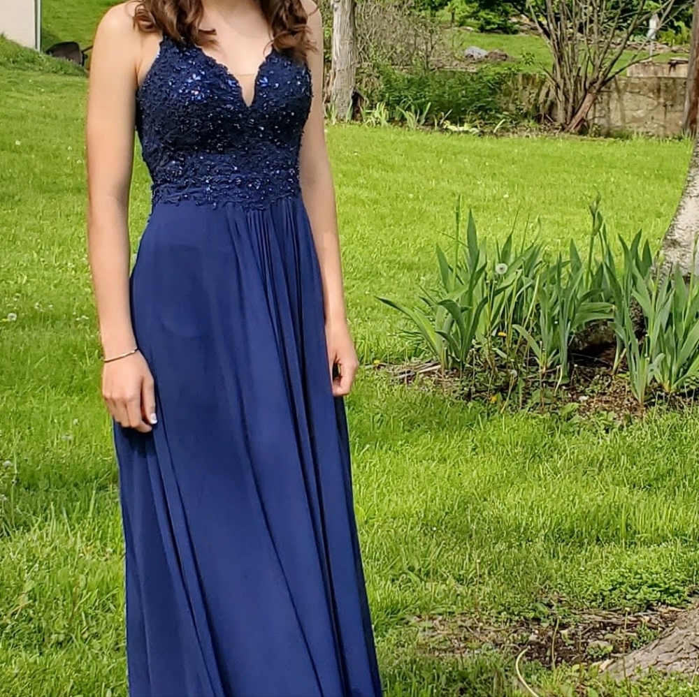 FAVIANA. Navy Blue Dress